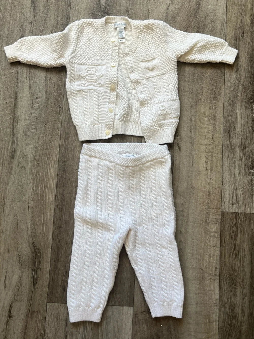 Polo Ralph Lauren Baby Knit Cardigan & Pants Set White 9-12M